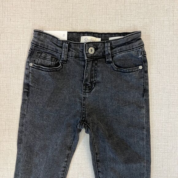 Jessica Simpson Kiss Me Skinny Roll Cuff Jeans Girls 8 Black Wash Denim Mid Rise - Picture 3 of 11